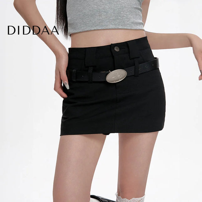 Gray High-Waisted Slim A-Line Skirt for Women Summer - Skirts