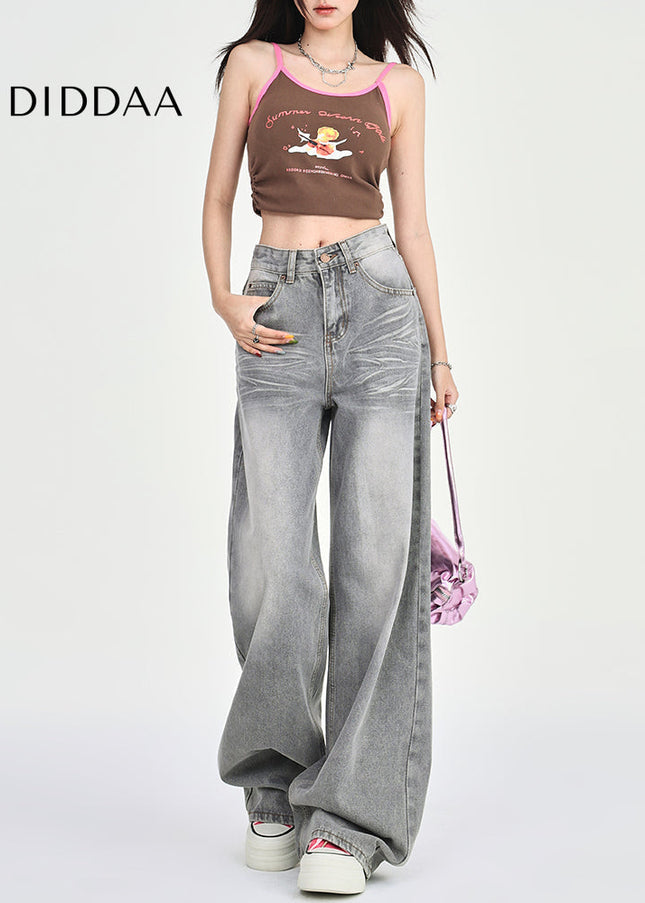 Gray High-Waisted Wide-Leg Jeans for Women 2025 - Women’s Jeans