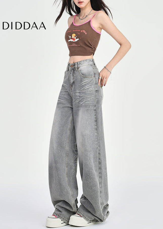 Gray High-Waisted Wide-Leg Jeans for Women 2025 - Women’s Jeans