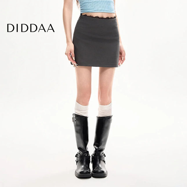 Gray Lace High Waist A-Line Chiffon Skirt for Women - S / Grey - Skirts