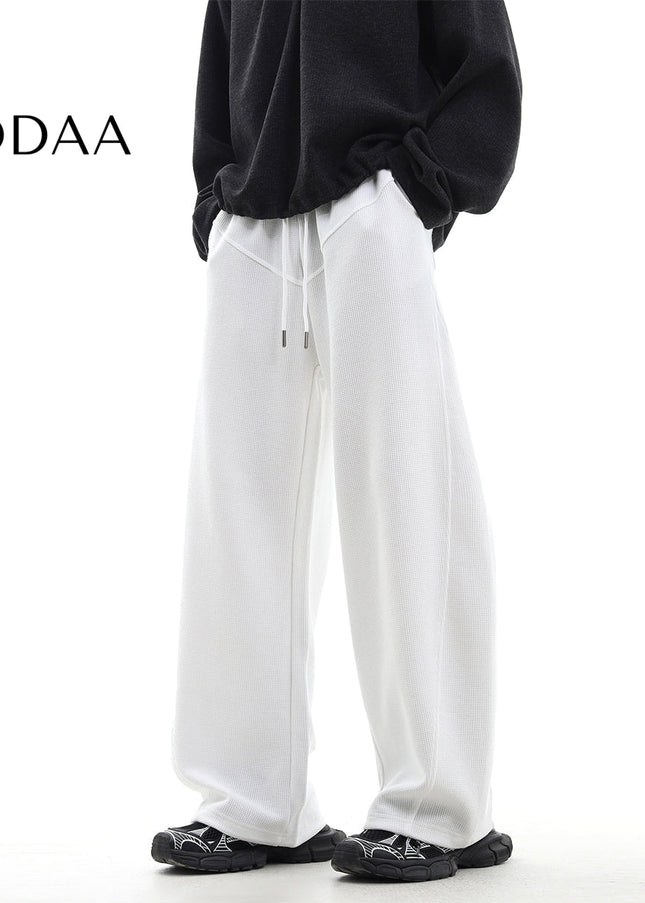 Gray Loose Fit Casual Wide-Leg Trousers for All - M / White - Unisex Sweatpants