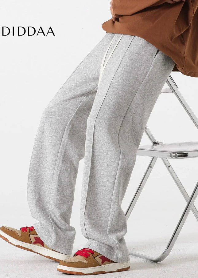 Gray Loose Fit Fleece Sweatpants for Men Full Length - Unisex Sweatpants