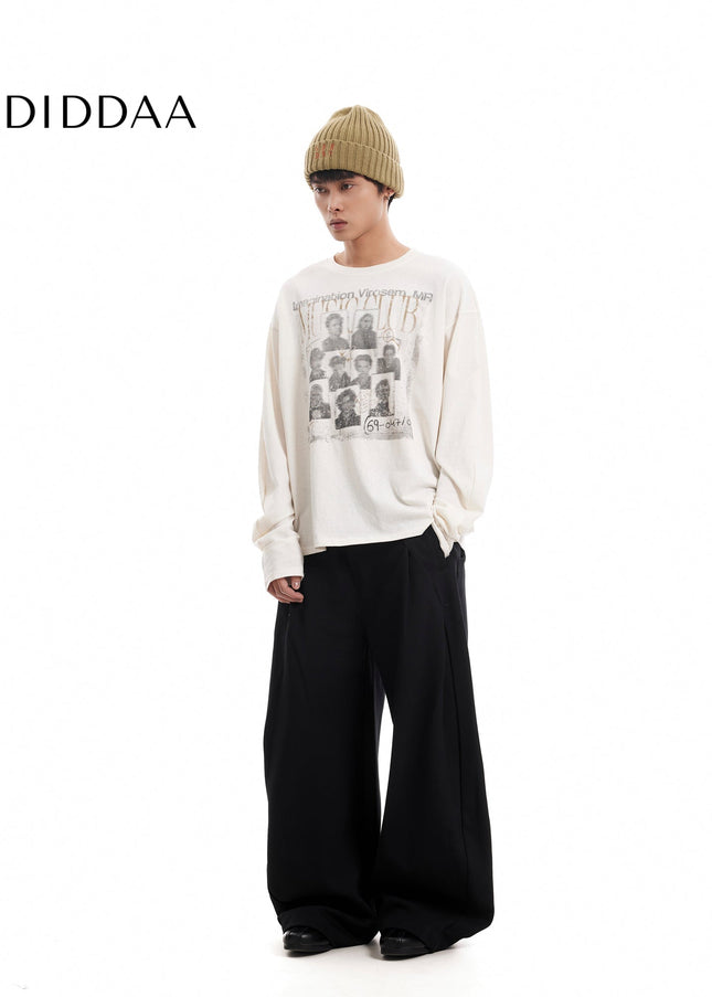 Gray Loose Fit Pleated Casual Sweatpants Men - Unisex Sweatpants