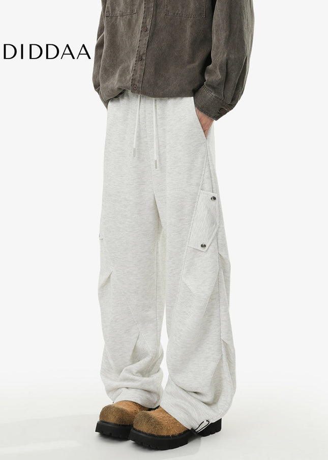 Gray Loose Fit Retro Cargo Sweatpants for Men and Women - Unisex Sweatpants