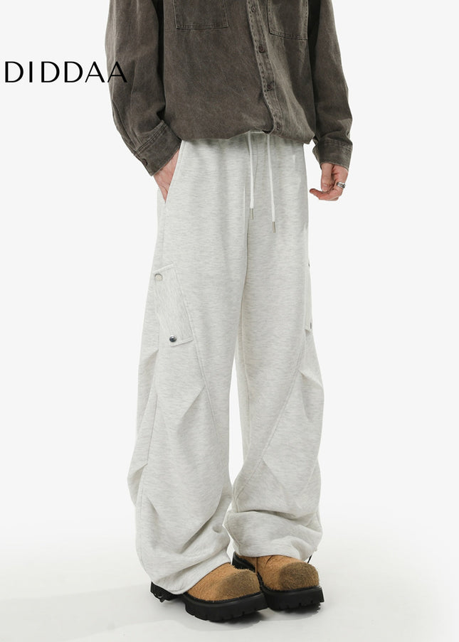 Gray Loose Fit Retro Cargo Sweatpants for Men and Women - Unisex Sweatpants