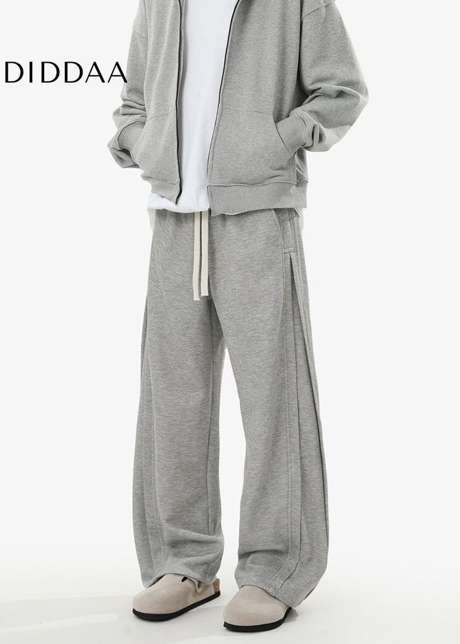 Gray Loose Fit Retro Sweatpants for Men and Women - Unisex Sweatpants