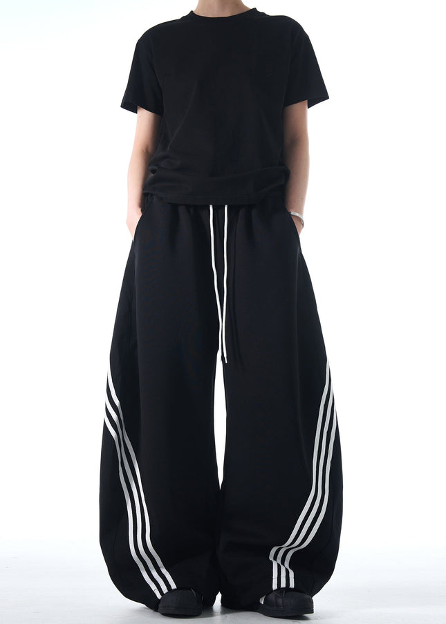 Gray Loose Fit Striped Casual Sweatpants for All - Unisex Sweatpants