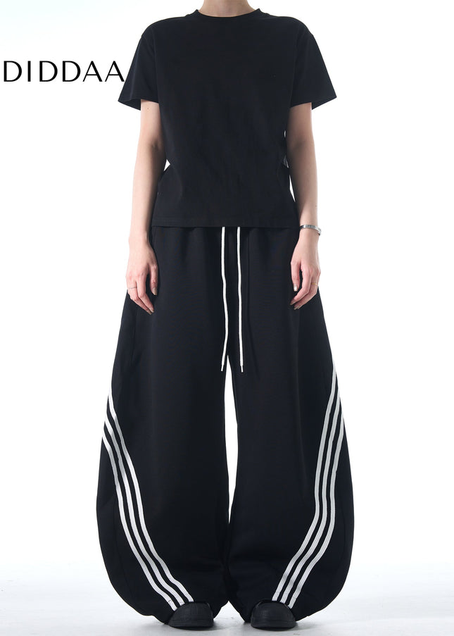 Gray Loose Fit Striped Casual Sweatpants for All - Unisex Sweatpants