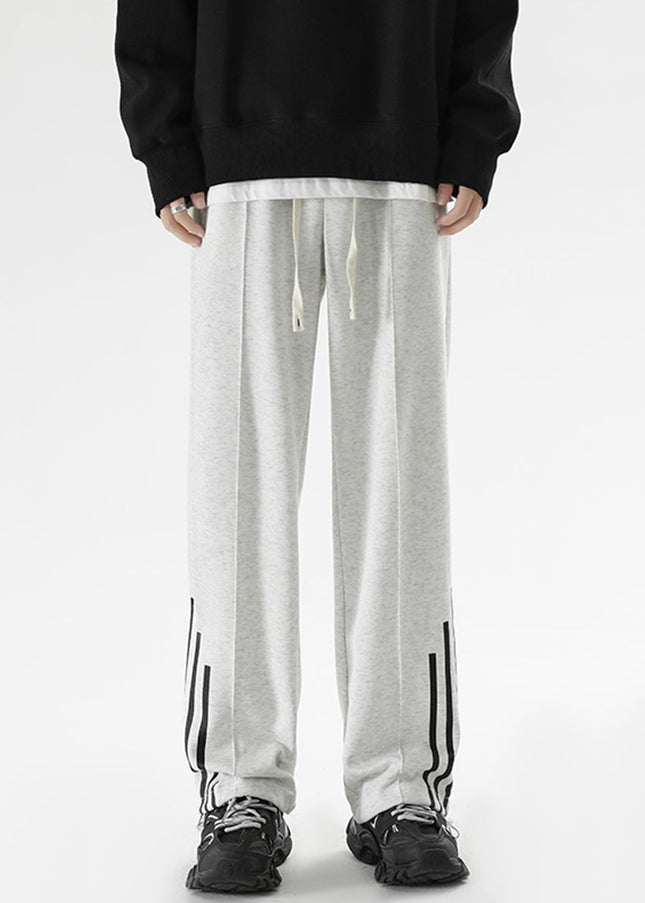Gray Loose Fit Three Bars Men’s Sweatpants - Unisex Sweatpants