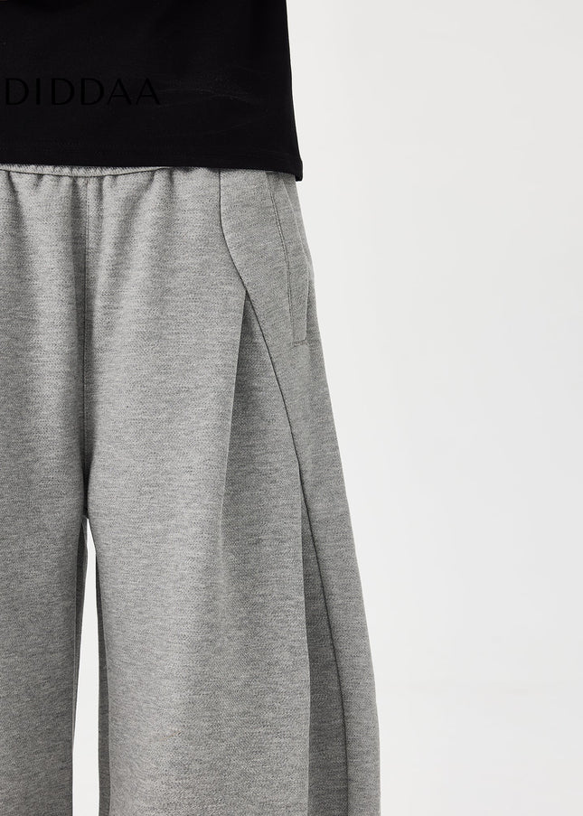 Gray Loose Fit Wide-Leg Scimitar Sweatpants - Unisex Sweatpants