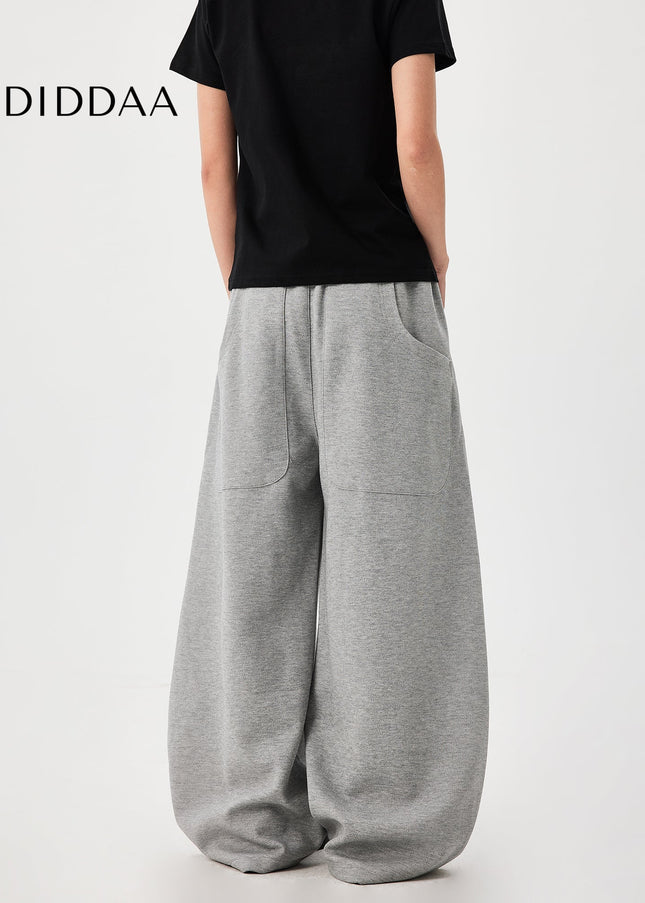 Gray Loose Fit Wide-Leg Scimitar Sweatpants - Unisex Sweatpants