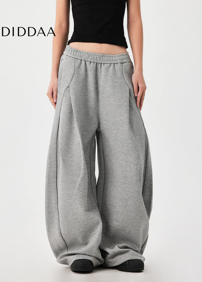 Gray Loose Fit Wide-Leg Scimitar Sweatpants - Unisex Sweatpants
