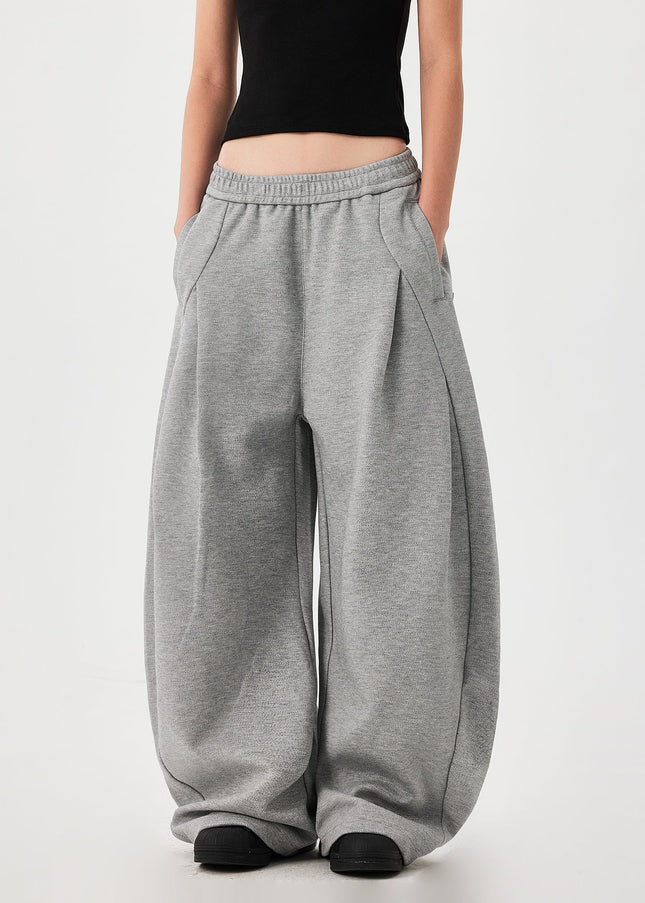 Gray Loose Fit Wide-Leg Scimitar Sweatpants - Unisex Sweatpants