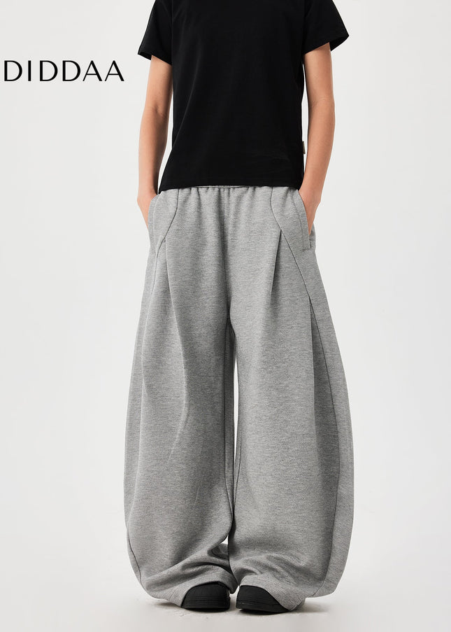 Gray Loose Fit Wide-Leg Scimitar Sweatpants - Unisex Sweatpants