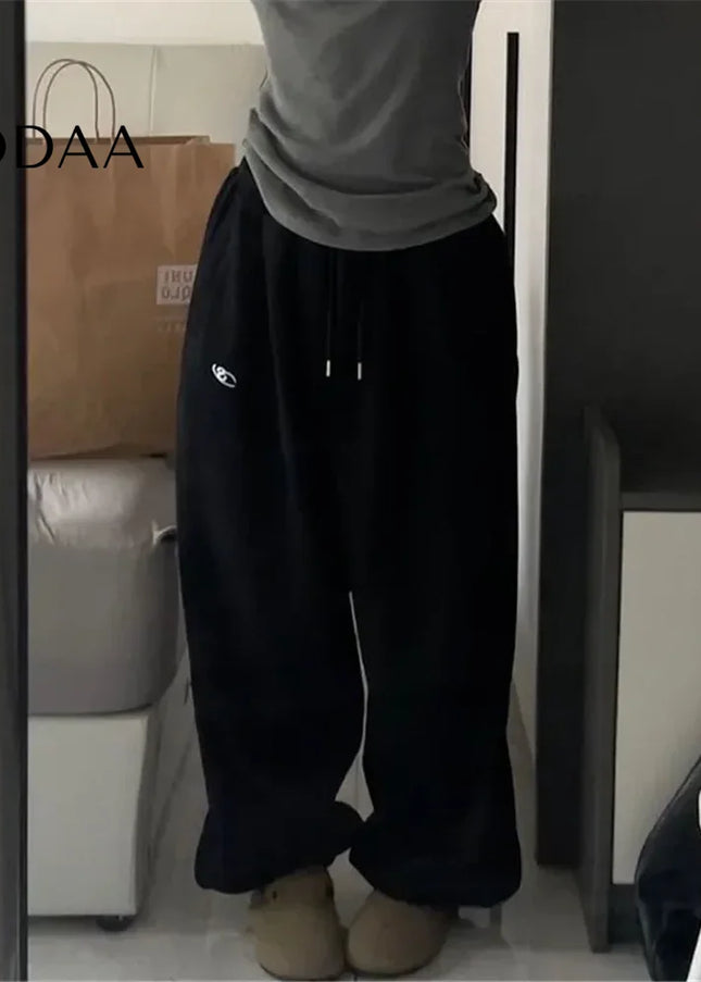 Gray Oversize Loose Fit Sweatpants Women Harajuku Style - Black / XS - Unisex Sweatpants