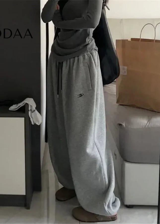 Gray Oversize Loose Fit Sweatpants Women Harajuku Style - Unisex Sweatpants
