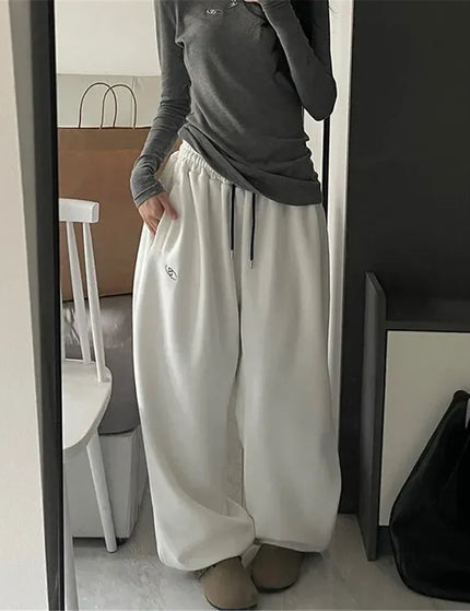Gray Oversize Loose Fit Sweatpants Women Harajuku Style - White / XS - Unisex Sweatpants