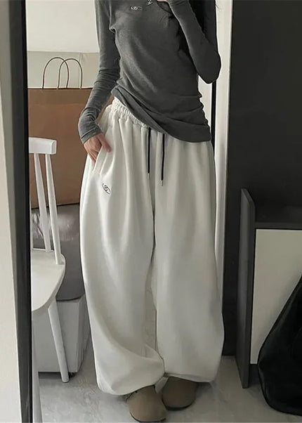 Gray Oversize Loose Fit Sweatpants Women Harajuku Style - White / XS - Unisex Sweatpants