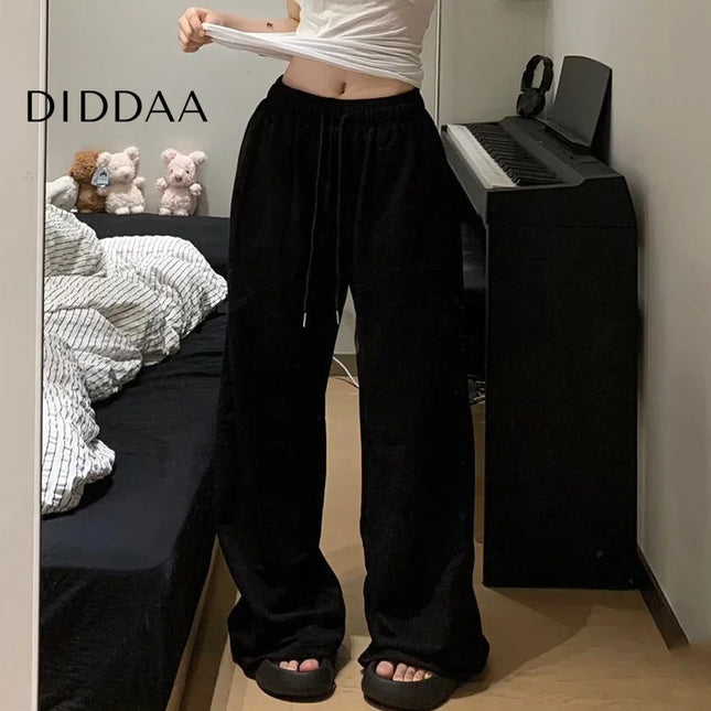 Gray Oversized Elastic Waist Sweatpants for Women - Unisex Sweatpants