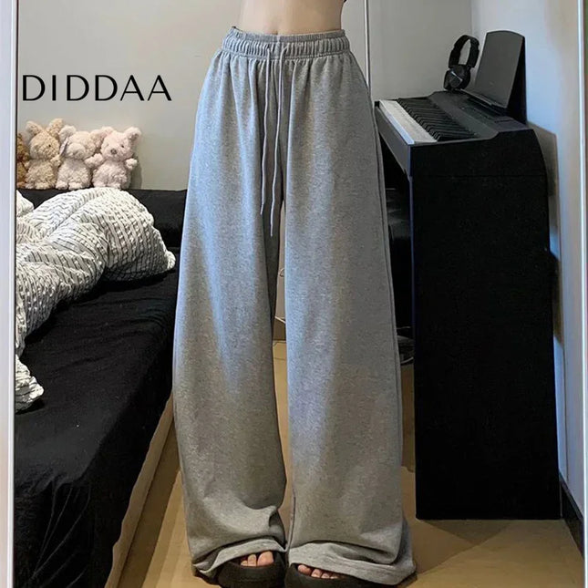 Gray Oversized Elastic Waist Sweatpants for Women - Unisex Sweatpants