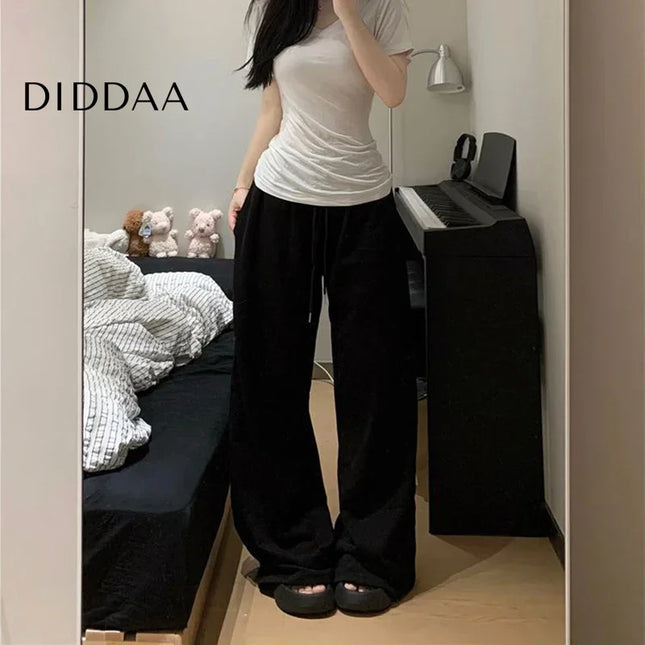 Gray Oversized Elastic Waist Sweatpants for Women - Unisex Sweatpants