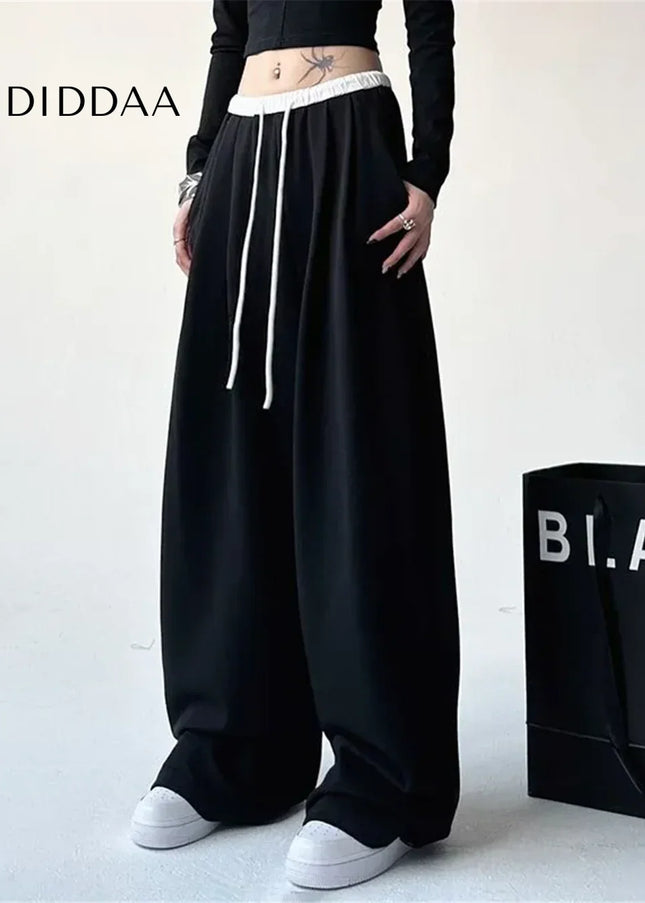 Gray Oversized High Waist Loose Wide Leg Sweatpants - Black / XS - Unisex Sweatpants