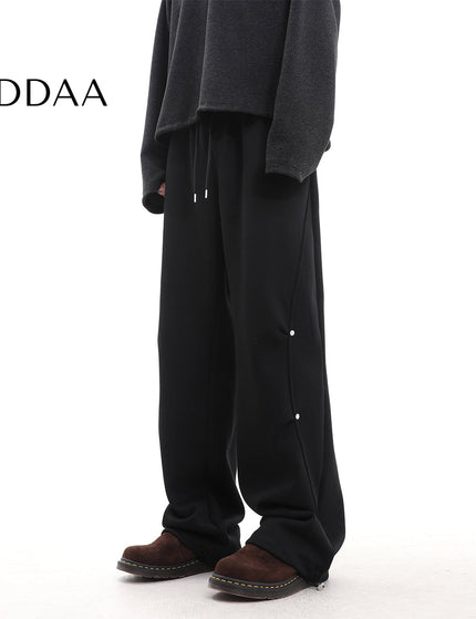 Gray Pleated Wide-Leg Sweatpants for Men and Women - M / Black - Unisex Sweatpants