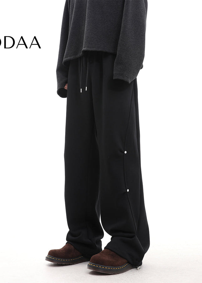 Gray Pleated Wide-Leg Sweatpants for Men and Women - M / Black - Unisex Sweatpants