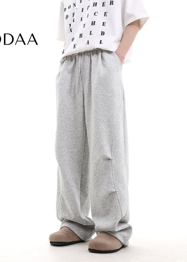 Gray Pleated Wide-Leg Sweatpants for Men and Women - M / Grey - Unisex Sweatpants