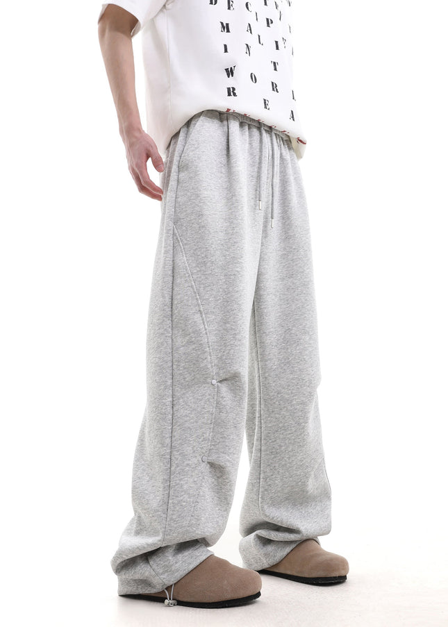 Gray Pleated Wide-Leg Sweatpants for Men and Women - Unisex Sweatpants