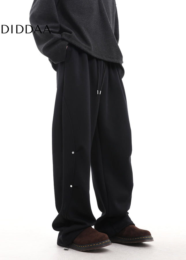 Gray Pleated Wide-Leg Sweatpants for Men and Women - Unisex Sweatpants