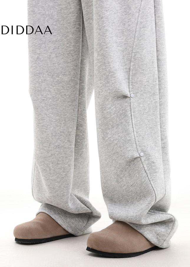 Gray Pleated Wide-Leg Sweatpants for Men and Women - Unisex Sweatpants