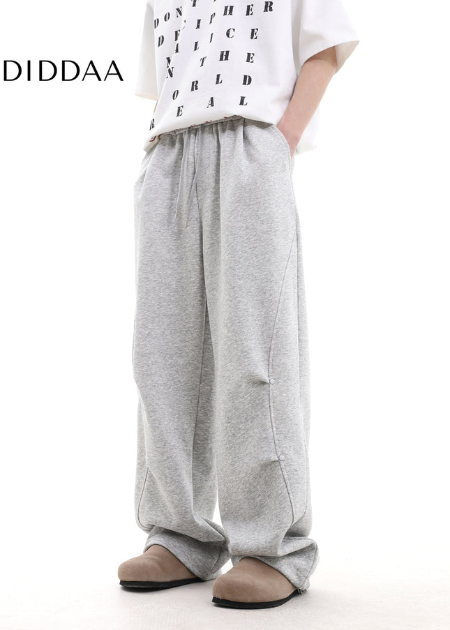Gray Pleated Wide-Leg Sweatpants for Men and Women - Unisex Sweatpants