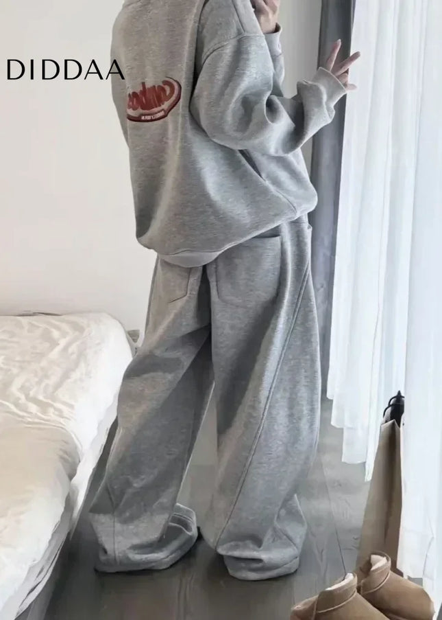 Gray Thick Vintage Baggy Sweatpants for Women - Unisex Sweatpants