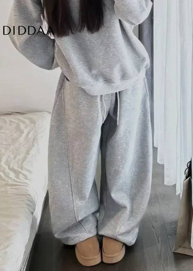Gray Thick Vintage Baggy Sweatpants for Women - Unisex Sweatpants