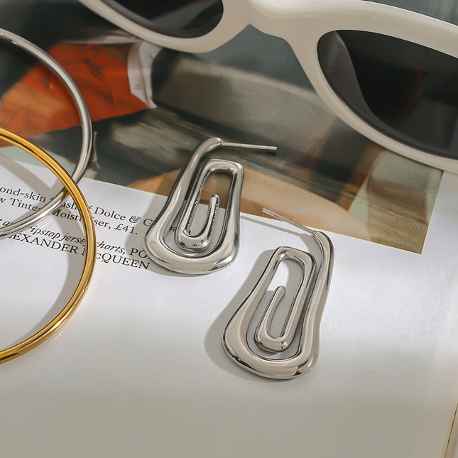 Jieding European and American stainless steel spiral earrings, women's light luxury, high-end earrings, design sense, niche earrings, titanium steel jewelry