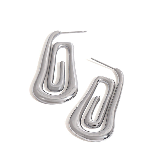 Jieding European and American stainless steel spiral earrings, women's light luxury, high-end earrings, design sense, niche earrings, titanium steel jewelry