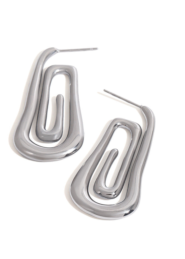 Jieding European and American stainless steel spiral earrings, women's light luxury, high-end earrings, design sense, niche earrings, titanium steel jewelry