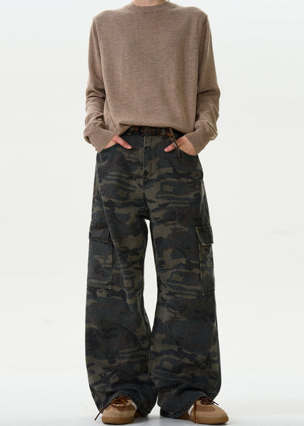 Green Distressed Loose Fit Cargo Pants Men - Men’s Jeans
