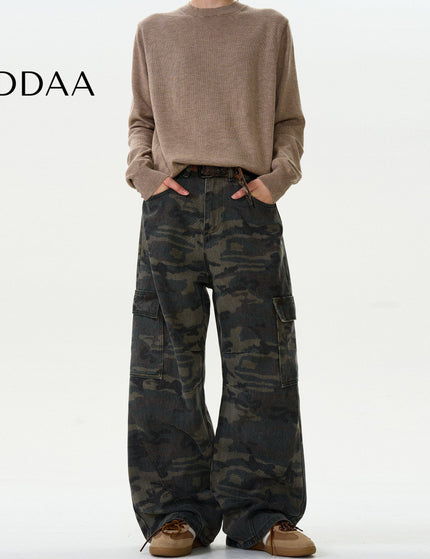 Green Distressed Loose Fit Cargo Pants Men - S / Camouflage - Men’s Jeans