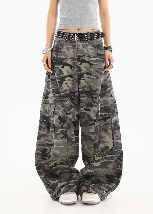 Green High-Waisted Loose Cargo Pants for Women - Women’s Jeans