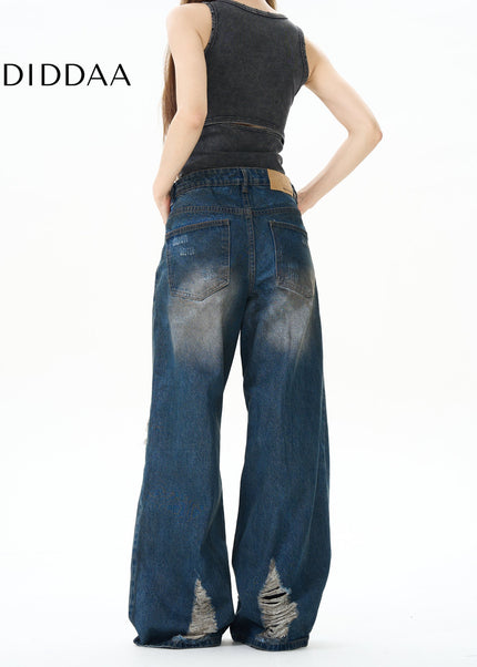 Green Loose Straight Camouflage Patch Jeans - Women’s Jeans