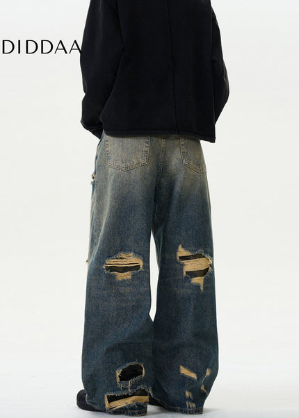 Green Ripped Loose Fit Camouflage Jeans for Men and Women - Men’s Jeans