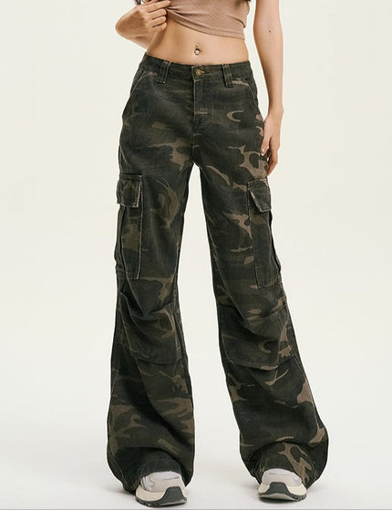 Green Versatile Cargo Pants Women’s Wide-Leg Jeans - Women’s Jeans