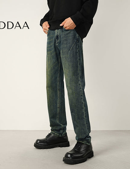 Green Vintage Wash Stretch Jeans with Micro Tapered Fit - 28 / Vintage Blue - Men’s Jeans