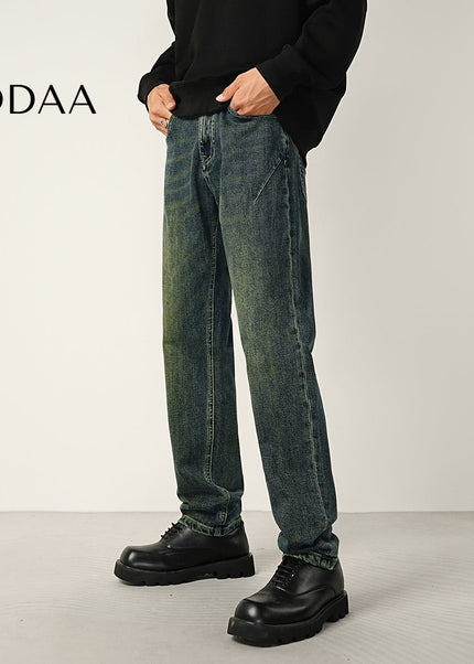Green Vintage Wash Stretch Jeans with Micro Tapered Fit - 28 / Vintage Blue - Men’s Jeans
