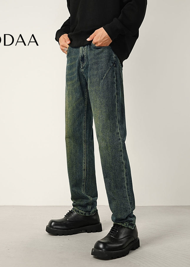 Green Vintage Wash Stretch Jeans with Micro Tapered Fit - 28 / Vintage Blue - Men’s Jeans
