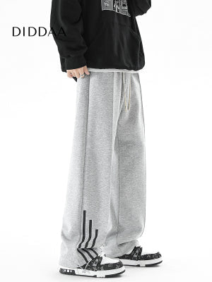 Grey Corseted Straight Drawstring Sweatpants - M / Grey - Unisex Sweatpants