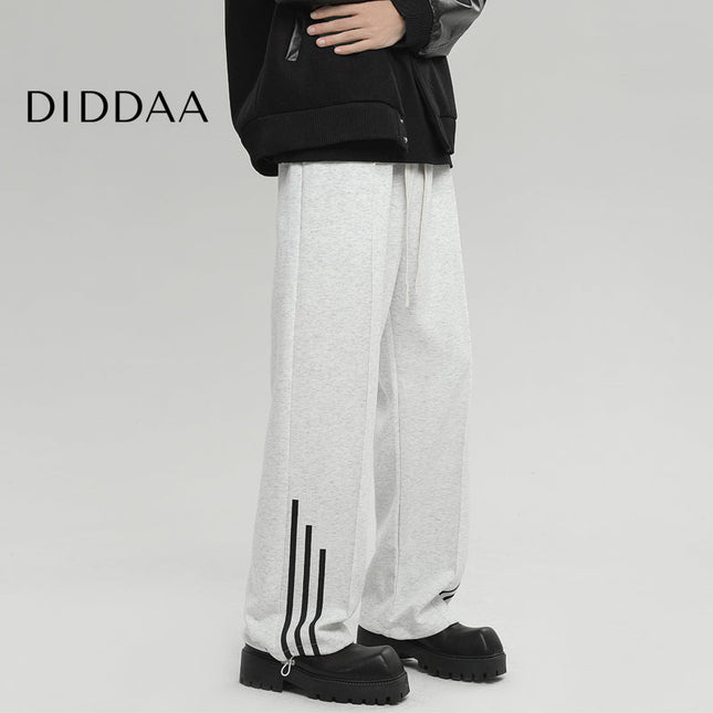 Grey Corseted Straight Drawstring Sweatpants - M / White - Unisex Sweatpants