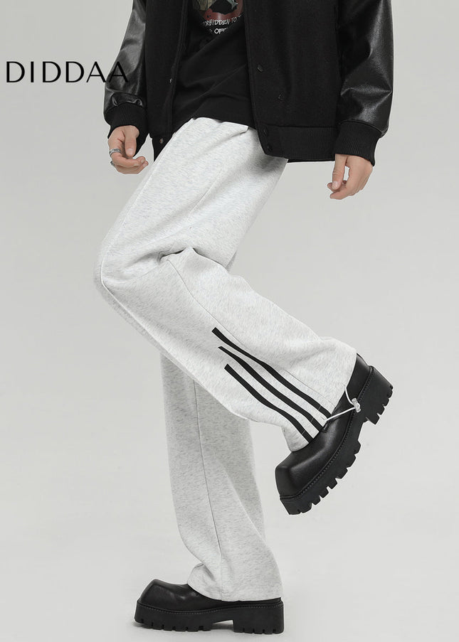 Grey Corseted Straight Drawstring Sweatpants - Unisex Sweatpants